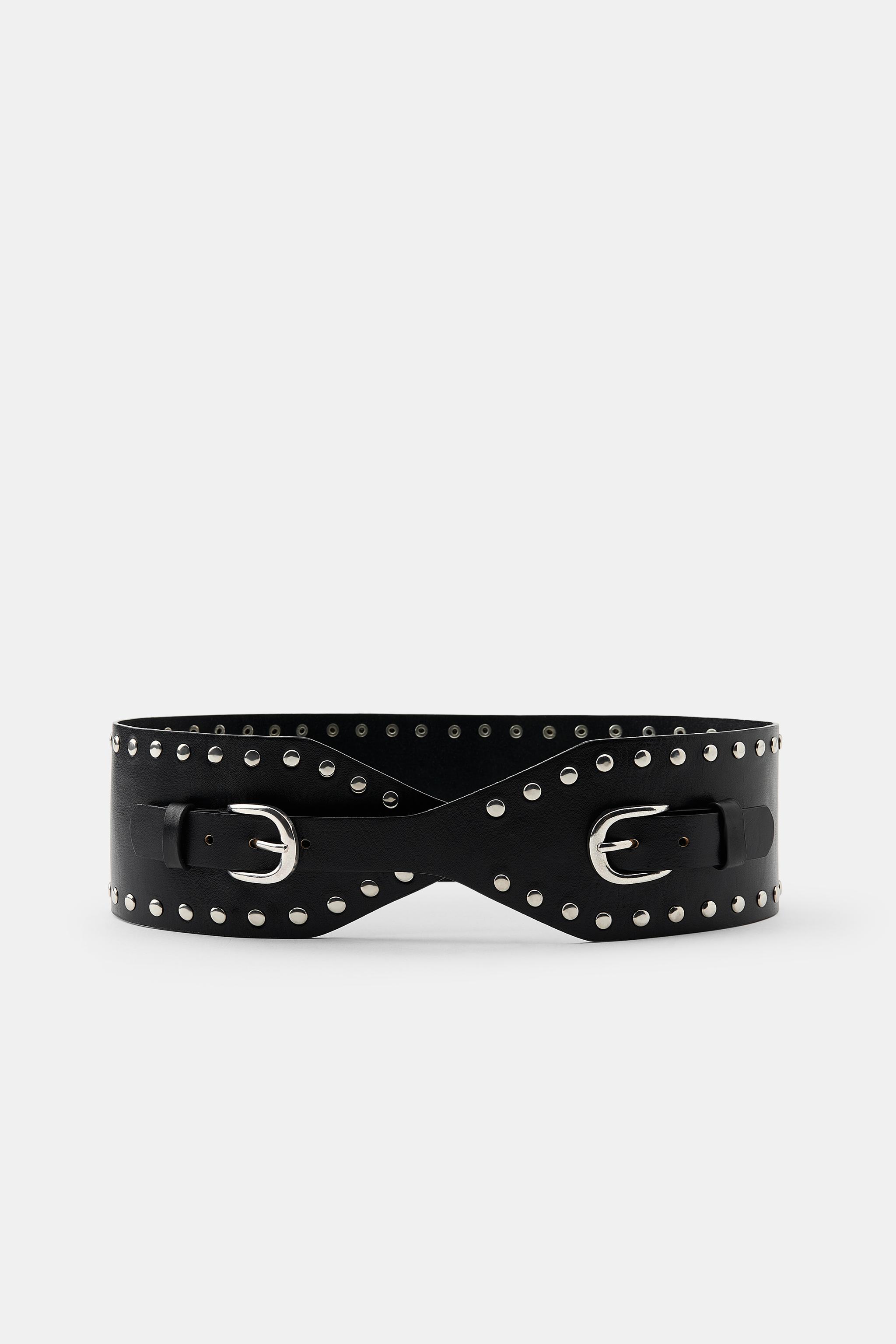 STUDDED LEATHER WAIST BELT